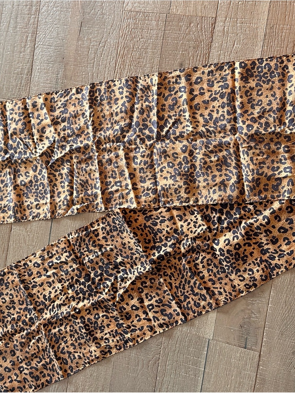 Leopard Print Satin Scarf Wrap - Brown